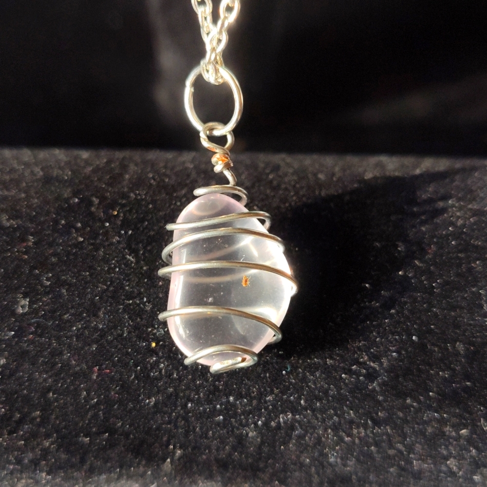 Handcrafted Wire Wrapped Tumbled Quartz Necklace